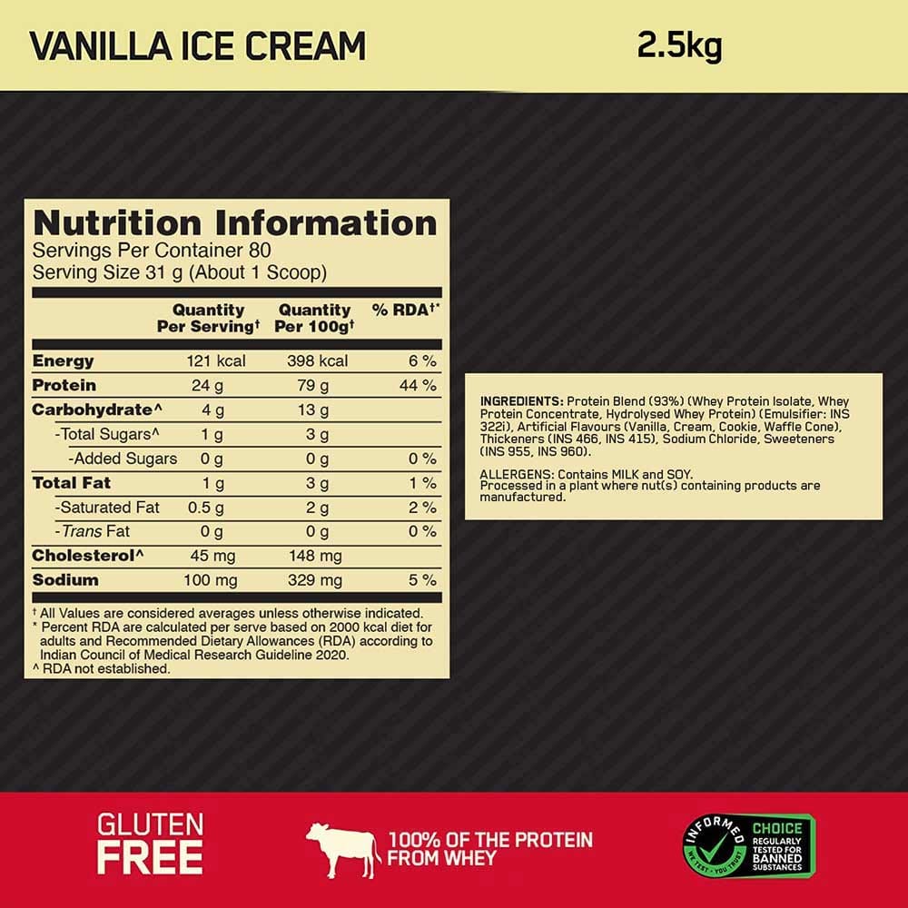 Optimum Nutrition (ON) Gold Standard 100% Whey 5lbs ( VANILLA ICE CREAM)